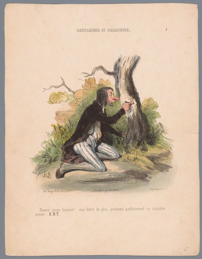 Homme gravant des initiales dans l
