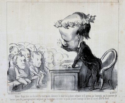 Souvenirs du Congrès de la Paix : Victor Hugo (No. 1 de la série) - par Daumier, dans « Charivari » du 06/09/1849 - Honoré Daumier