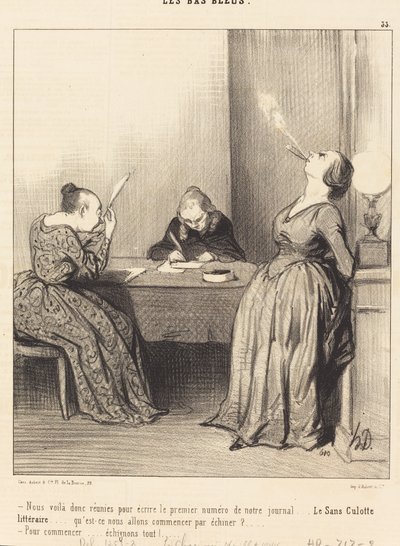 Nous voilà... réunies pour écrire le premier numéro... - Honoré Daumier