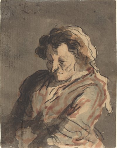 Vieille femme assise - Honoré Daumier