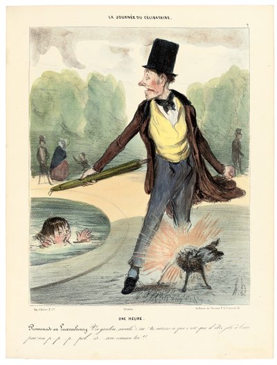Une heure : Promenade dans les jardins du Luxembourg, 1839 - Honoré Daumier