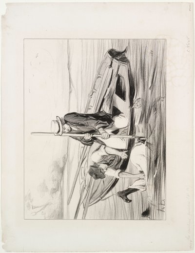 Mariniers parisiens, planche 14 : Homme à la mer - Honoré Daumier