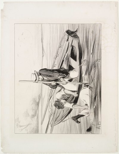Mariniers parisiens, planche 14 : Homme à la mer, 1843 - Honoré Daumier
