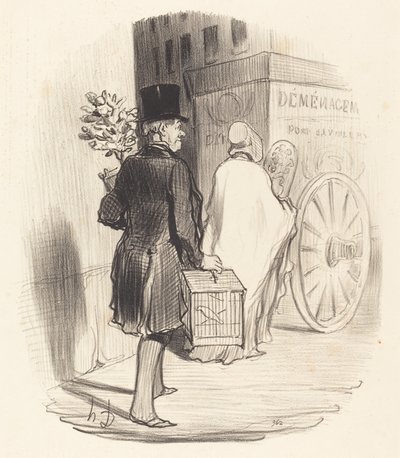 Parisien transportant dans un autre quartier... - Honoré Daumier