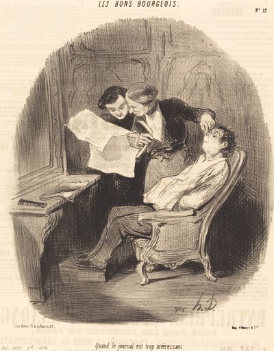 Quand le journal est trop intéressant - Honoré Daumier