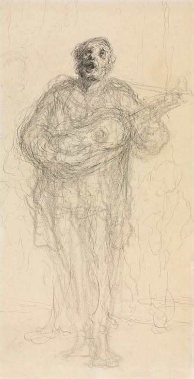 Guitariste chantant recto, Femme allongée s