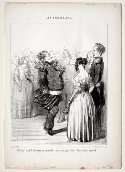 Les Banqueteurs, planche 5 : Rifolard ouvre le bal, 1848 - Honoré Daumier