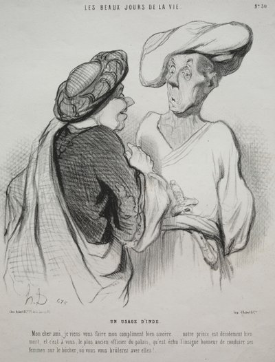 Les beaux jours de la vie, planche 30 : Une coutume indienne - Honoré Daumier