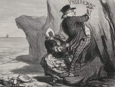 Le Bon Bourgeois (plaque 3) : Je veux laisser un monument impérissable de notre visite à cette falaise... - Honoré Daumier