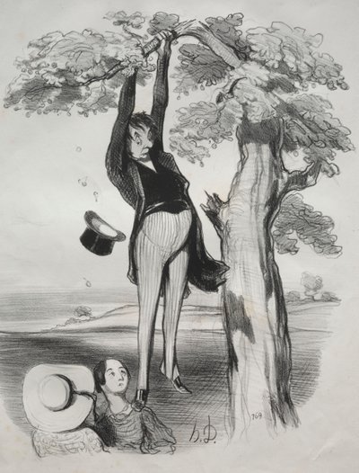 Les dangers de secouer un prunier trop vigoureusement (quand on est un homme adulte) - Honoré Daumier