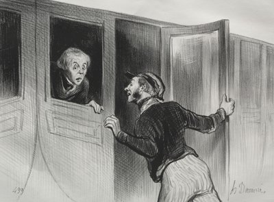 Les Chemins de fer, planche 11 : Le danger de dormir en voyage, 1843 - Honoré Daumier