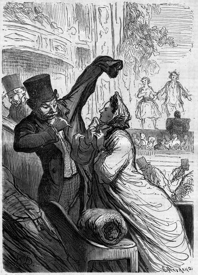 Le dernier vers. Dessin humoristique par Honoré Daumier (1808-1879). Gravure dans « Le Monde Illustré » n°255 du 1er mars 1862. - Honoré Daumier