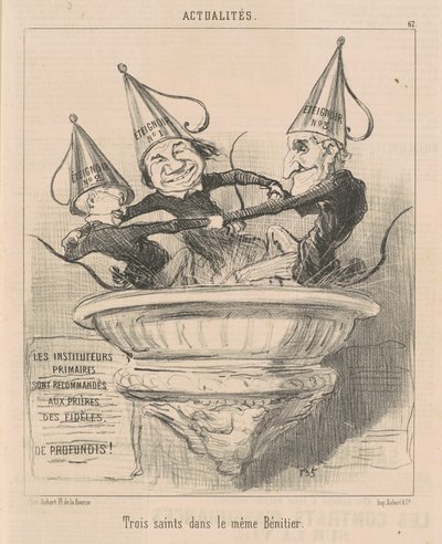 Trois saints dans le même bénitier - Honoré Daumier