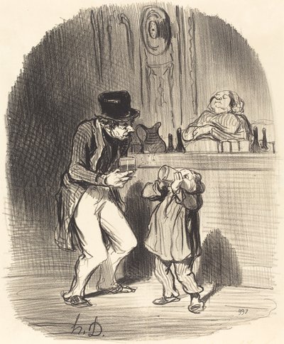 Un père qui fait sucer à son fils... - Honoré Daumier