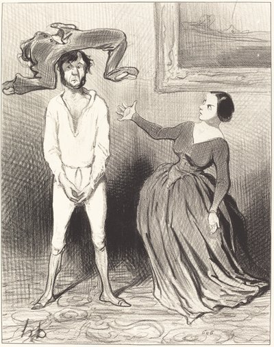 Une femme comme moi... remettre un bouton?... - Honoré Daumier