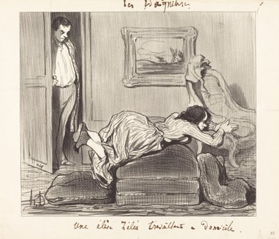 Une élève zélée travaillant à domicile - Honoré Daumier