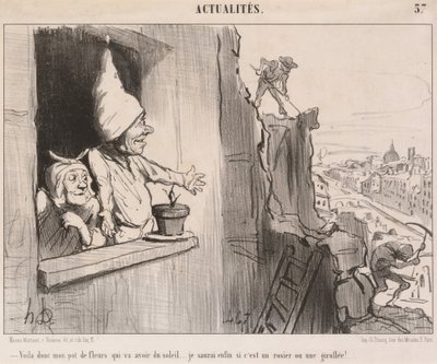 Voilà... mon pot de fleurs... va avoir du soleil... - Honoré Daumier