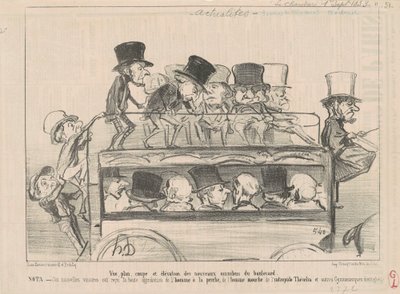 Vue... et élévation des... omnibus du boulevard... - Honoré Daumier