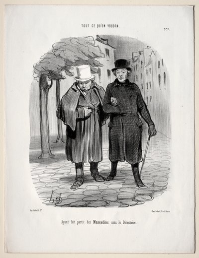 Ce que vous voudrez, planche 7 : Ayant pris le parti des dandys sous le Directoire - Honoré Daumier