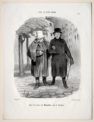 Ce que vous voudrez, planche 7 : Ayant pris le rôle de dandies sous le Directoire - Honoré Daumier