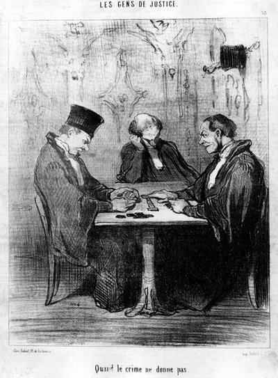Quand le crime ne donne pas, tiré de « Gens de Justice », série de caricatures sur la Justice par Honoré Daumier (1808-1879). « Charivari » - Honoré Daumier