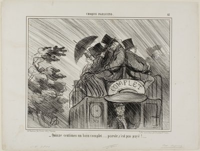 "Seulement 15 cents pour un bain complet.... quelle affaire !", planche 12 du Croquis Parisiens - Honoré Victorin Daumier