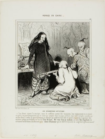 Un cadeau pour un artiste. Les Chinois adorent la musique, mais ils aiment aussi passionnément les musiciens. Leur engouement pour cette attitude est poussé à des extrêmes difficilement compréhensibles dans nos contrées civilisées. Ainsi, il est tout à fai - Honoré Victorin Daumier