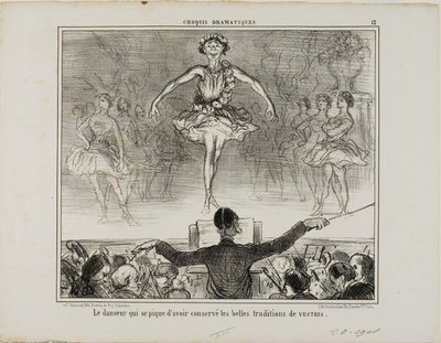 Un danseur qui prétend avoir conservé la grande tradition de VESTRI, planche 12 des Croquis Dramatiques - Honoré Victorin Daumier