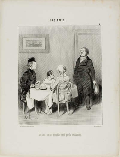 Un ami est un crocodile produit par la civilisation, planche 6 des Amis - Honoré Victorin Daumier