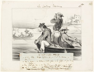 Une rencontre en pleine mer, onzième planche des Canotiers Parisiens - Honoré Victorin Daumier