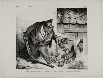 Viens ici petit poussin, Chick..... Poussin... Poussin, venez petits dindons, planche 442 - Honoré Victorin Daumier