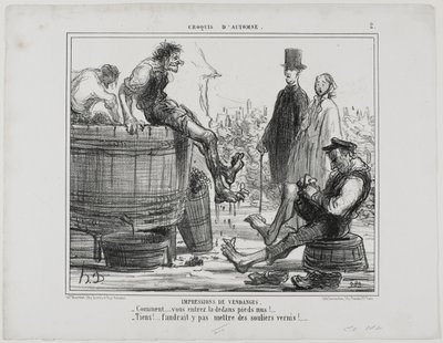Impressions du millésime. "- Quoi ! Vous marchez pieds nus  - Et alors... vous ne voudriez pas que nous le fassions avec nos chaussures de danse !", planche 2 de Croquis D