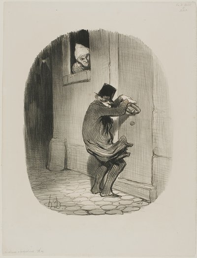 Past Midnight, plate 19 from Locataires et Propriétaires - Honoré Victorin Daumier