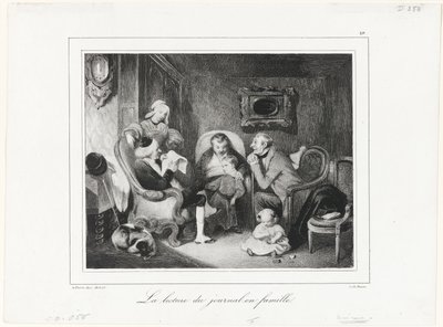 Lire le journal dans le cercle familial - Honoré Victorin Daumier