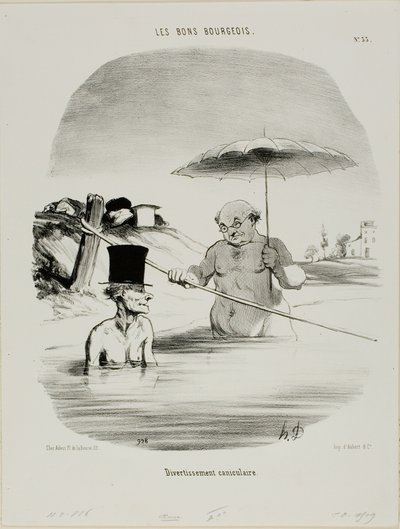 Détente pendant les jours de chien, planche 33 des Bons Bourgeois - Honoré Victorin Daumier
