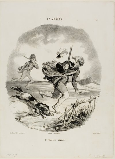 Le chasseur traqué, planche 4 de La Chasse - Honoré Victorin Daumier