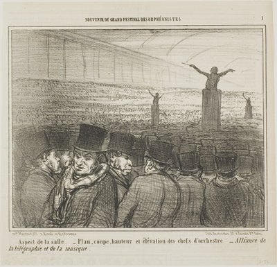 Vue du Grand Hall, planche 1 du Souvenirdu Grand Festival des Orphéonistes - Honoré Victorin Daumier