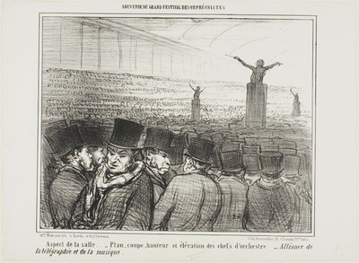 Vue de la grande salle. Plan, hauteur et vue de face du chef d