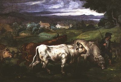 Bétail et un conducteur dans un paysage - Honore (circle of) Daumier