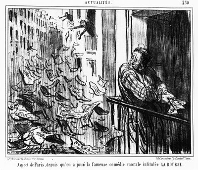 Apparence de Paris, depuis la célèbre comédie morale intitulée LA Bourse: série tirée de Actualités, série de caricatures sur la bourse par Honoré Daumier. Charivari - Honoré Daumier