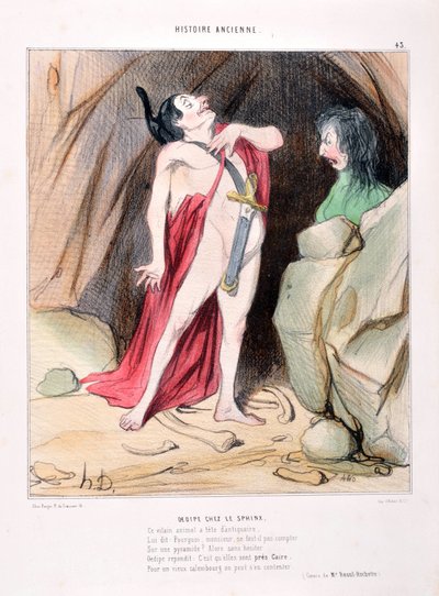 Œuvre de Honoré Daumier (1808-1879). Histoire ancienne Œdipe au sphinx. BIBLIOTHÈQUE DE L