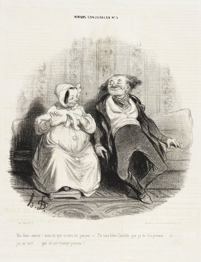 Dis donc amour! Crois-tu que ce sera un garçon? - Honoré Daumier