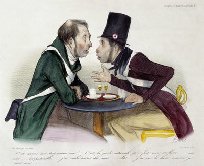 Discussion de bistrot entre gardes nationaux - par Daumier - Honoré Daumier
