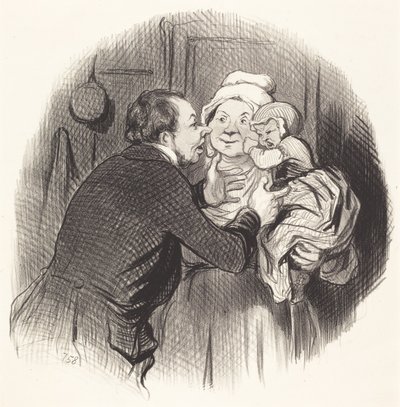 La visite à la nourrice - Honoré Daumier