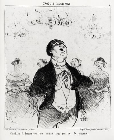Esquisses musicales: cherchant à fasciner une riche héritière avec sa poitrine. Illustration d
