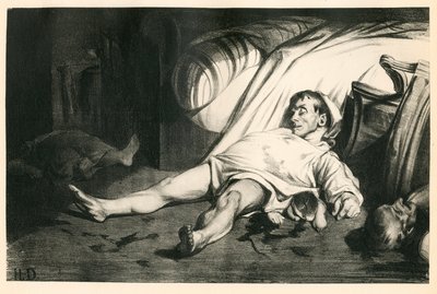 Cent vingt lithographies de H. Daumier, Satirique en N & B, vers 1834: Massacre de la rue Transnonain (Paris) - Républicain, Cadavres, Répression - Illustration par Honoré Daumier (1808-1879) - Honoré Daumier