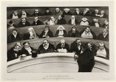 Le ventre législatif : Vue des bancs ministériels dans la chambre improvisée de 1834 - Honoré Daumier