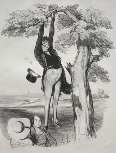 Les dangers de secouer un prunier trop vigoureusement (quand on est un homme adulte) - Honoré Daumier