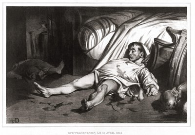 Le massacre de la rue Transnonain le 14/04/1834 (lithographie) 1837 - Honoré Daumier