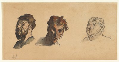Drei männliche Köpfe - Honoré Daumier